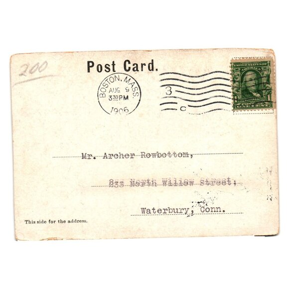 Vintage 1906 Postcard Trinity Church Boston Mass. Mailed To Waterbury CT Antique - Picture 2 of 2